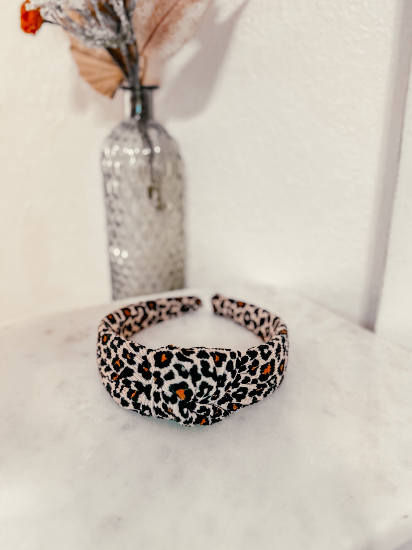 Brown Cheetah Ribbed Topknot