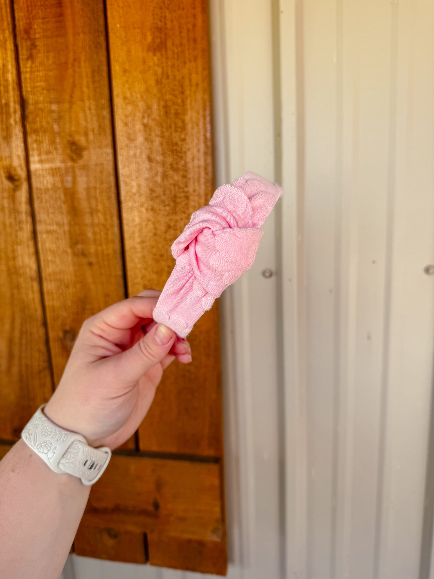 Pink Towel Daisy Topknot