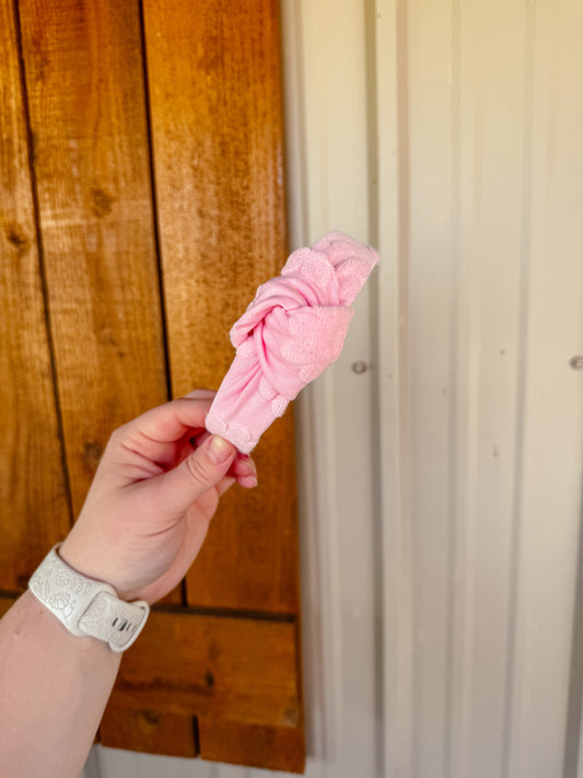Pink Towel Daisy Topknot