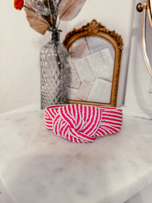 Two Toned Pink & White Urban Rib Topknot