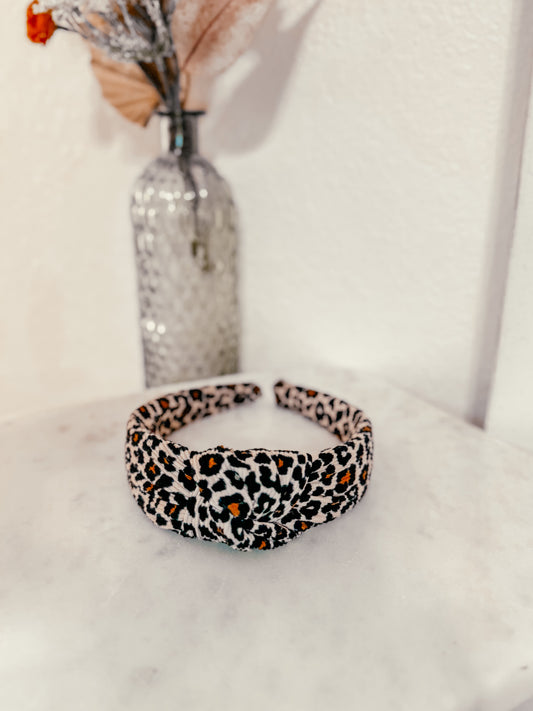 Brown Cheetah Ribbed Topknot